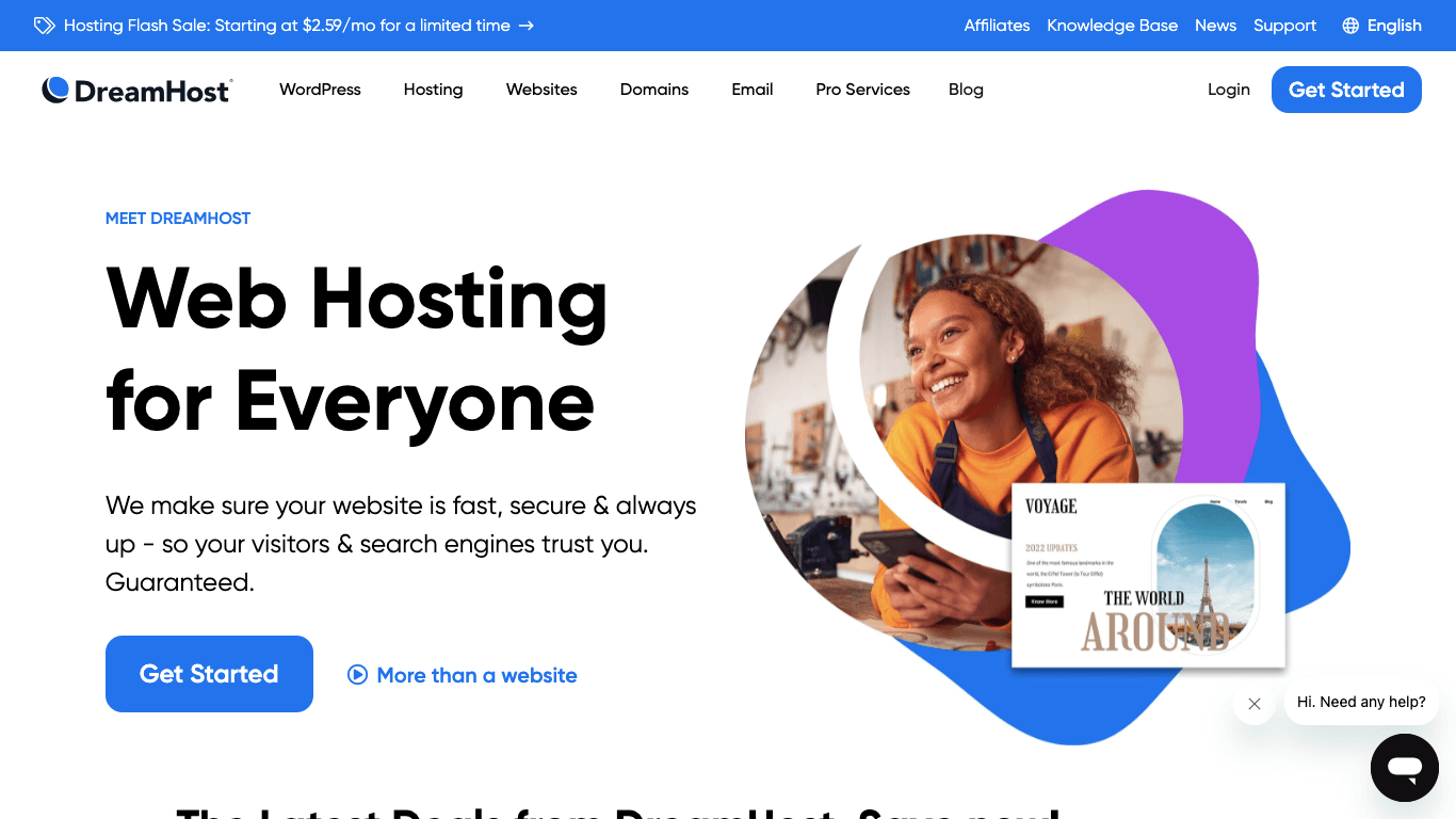 WordPressホスティングサービス DreamHost公式サイト画像）