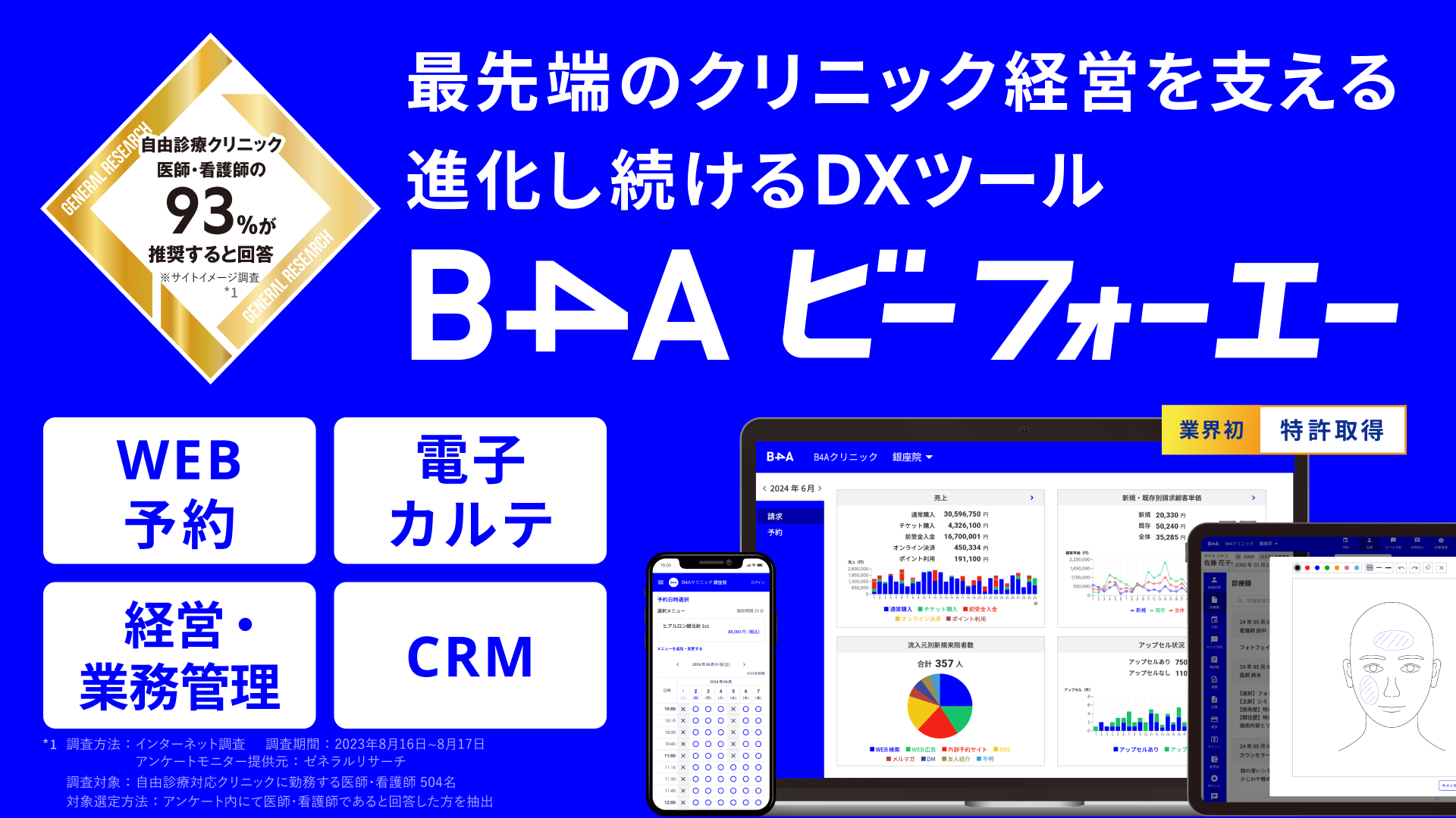 「B4A(ビーフォーエー)」（自由診療の業務DXツール）<br>サービス概要資料ダウンロードページ