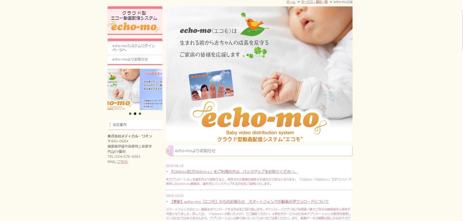 エコー動画配信サービスecho-mo（エコモ）公式HP画像